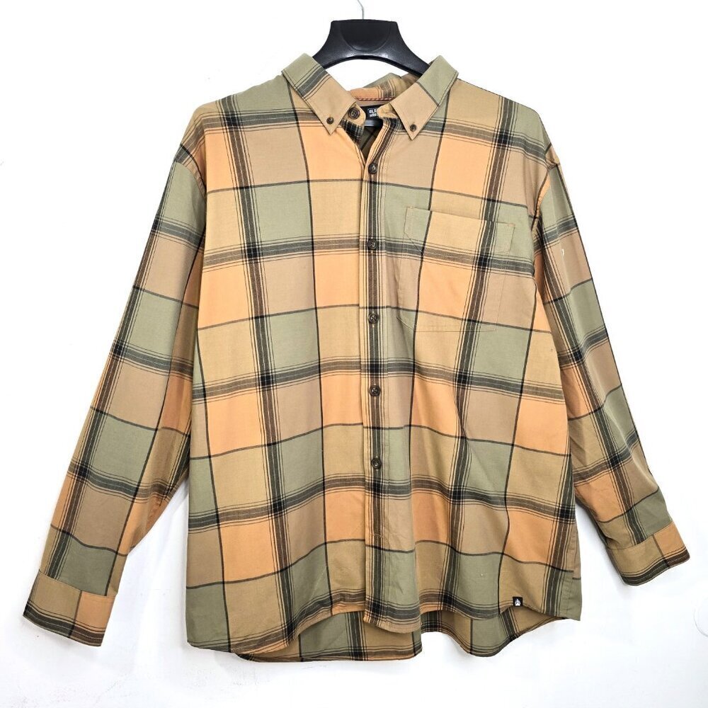 Alaskan Hardgear Men 2XL Relaxed Fit Plaid Khaki Button‎ Front Long Sleeve Shirt